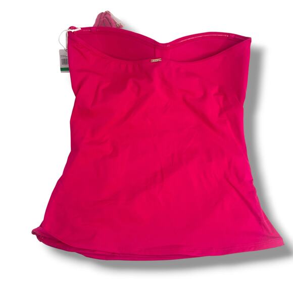 NEW Anne Cole Hot Pink Tankini Swim Top Size Large Halter Bandeau Strapless NWT - Picture 8 of 10